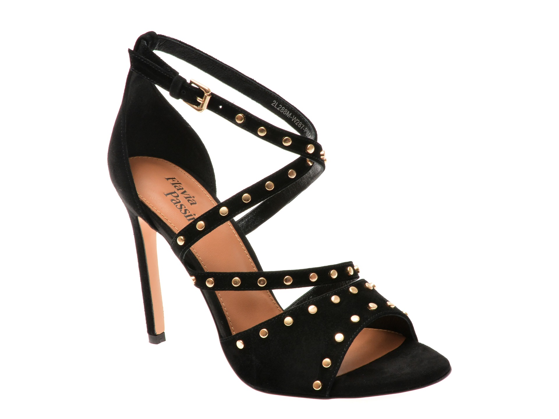 Sandale elegante FLAVIA PASSINI negre, W287, din piele intoarsa 1 Sandale elegante FLAVIA PASSINI negre