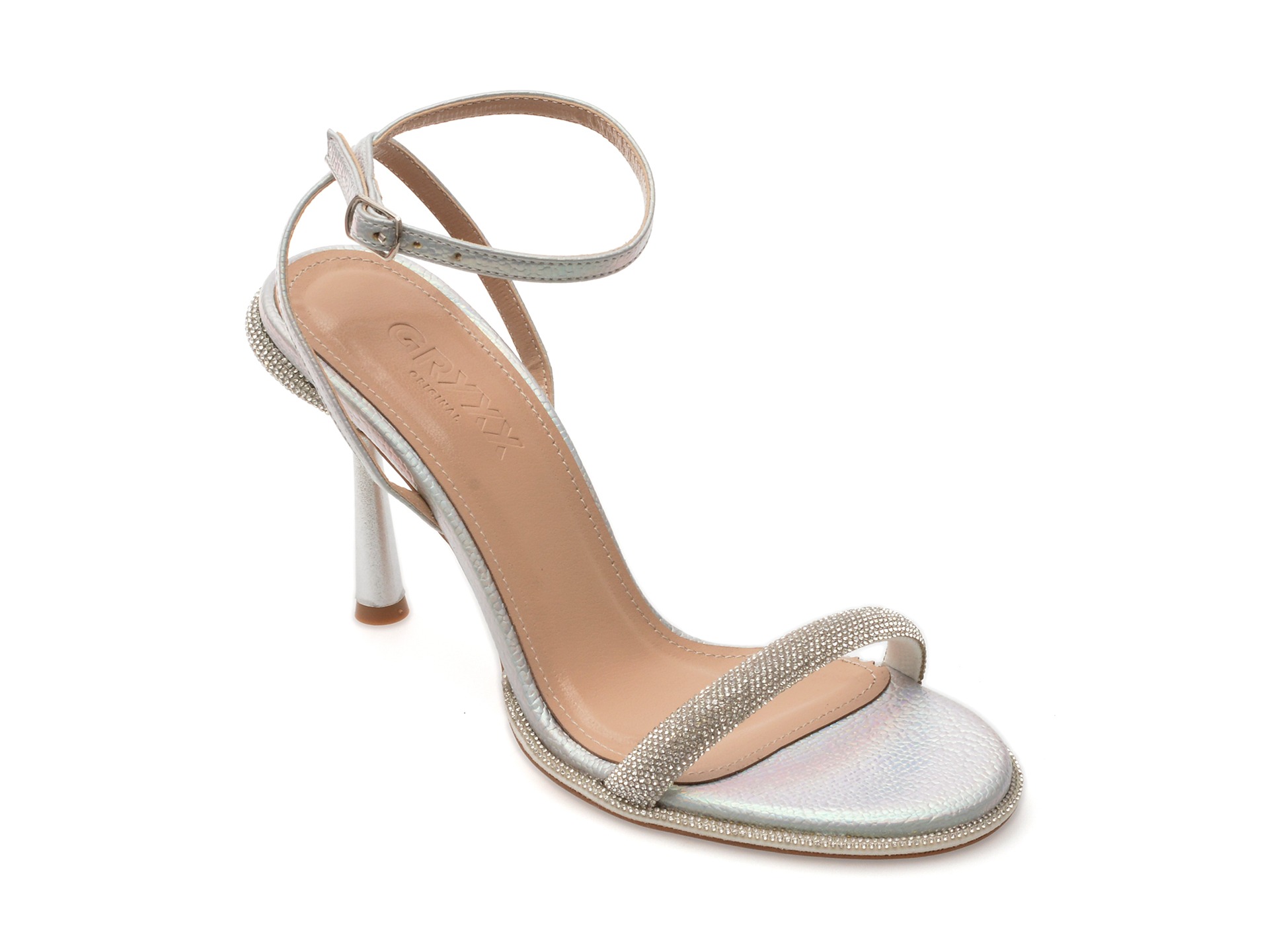 Sandale elegante GRYXX argintii, 44582, din piele ecologica 1 Sandale elegante GRYXX argintii