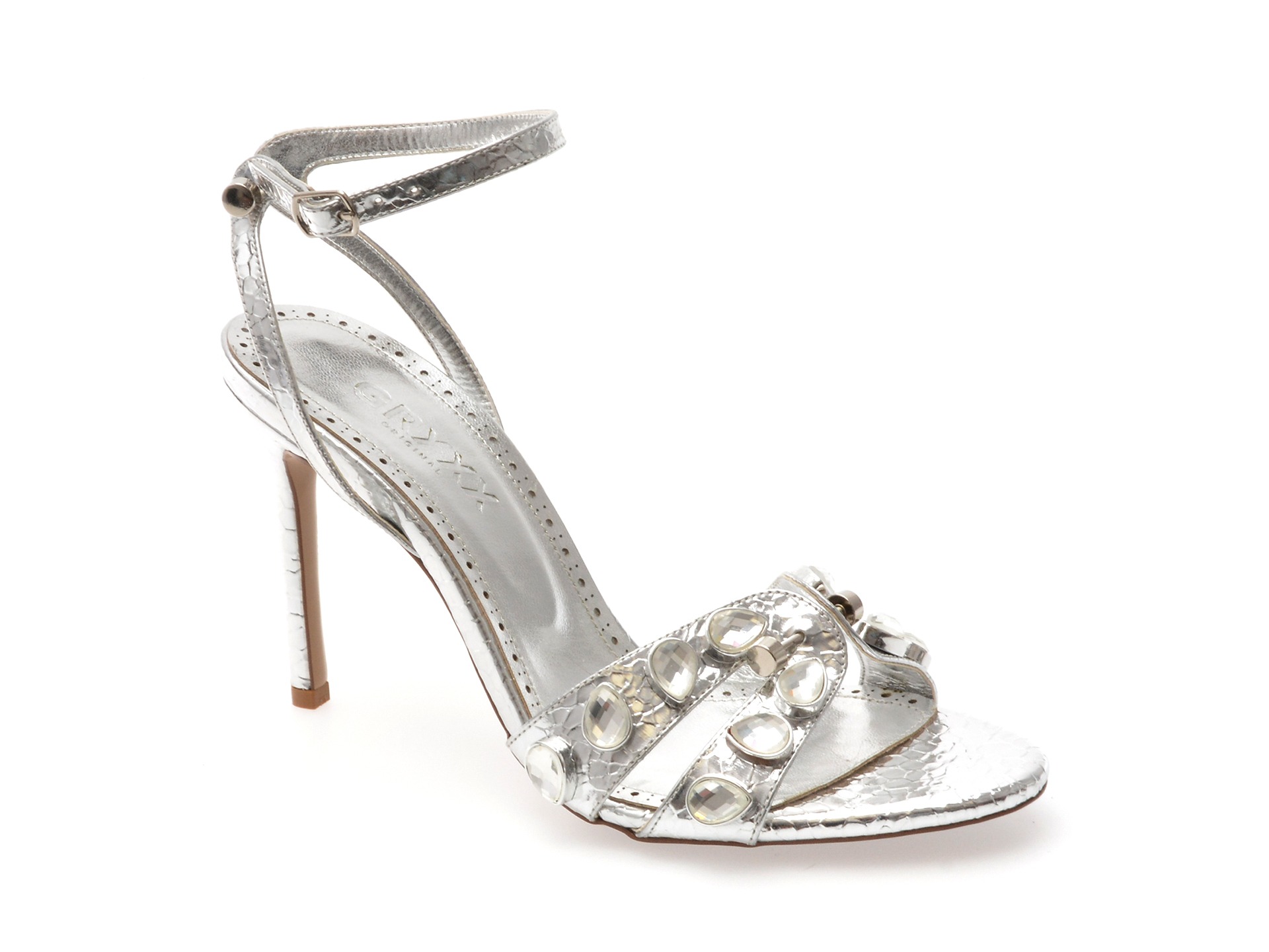 Sandale elegante GRYXX argintii, 73132, din piele ecologica 1 Sandale elegante GRYXX argintii