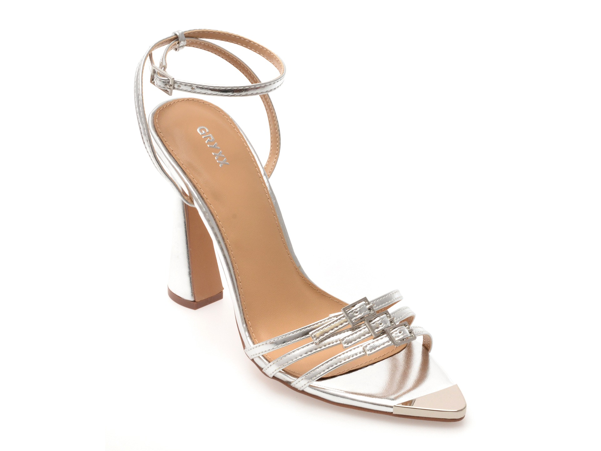 Sandale elegante GRYXX argintii, 82935, din piele ecologica 1 Sandale elegante GRYXX argintii