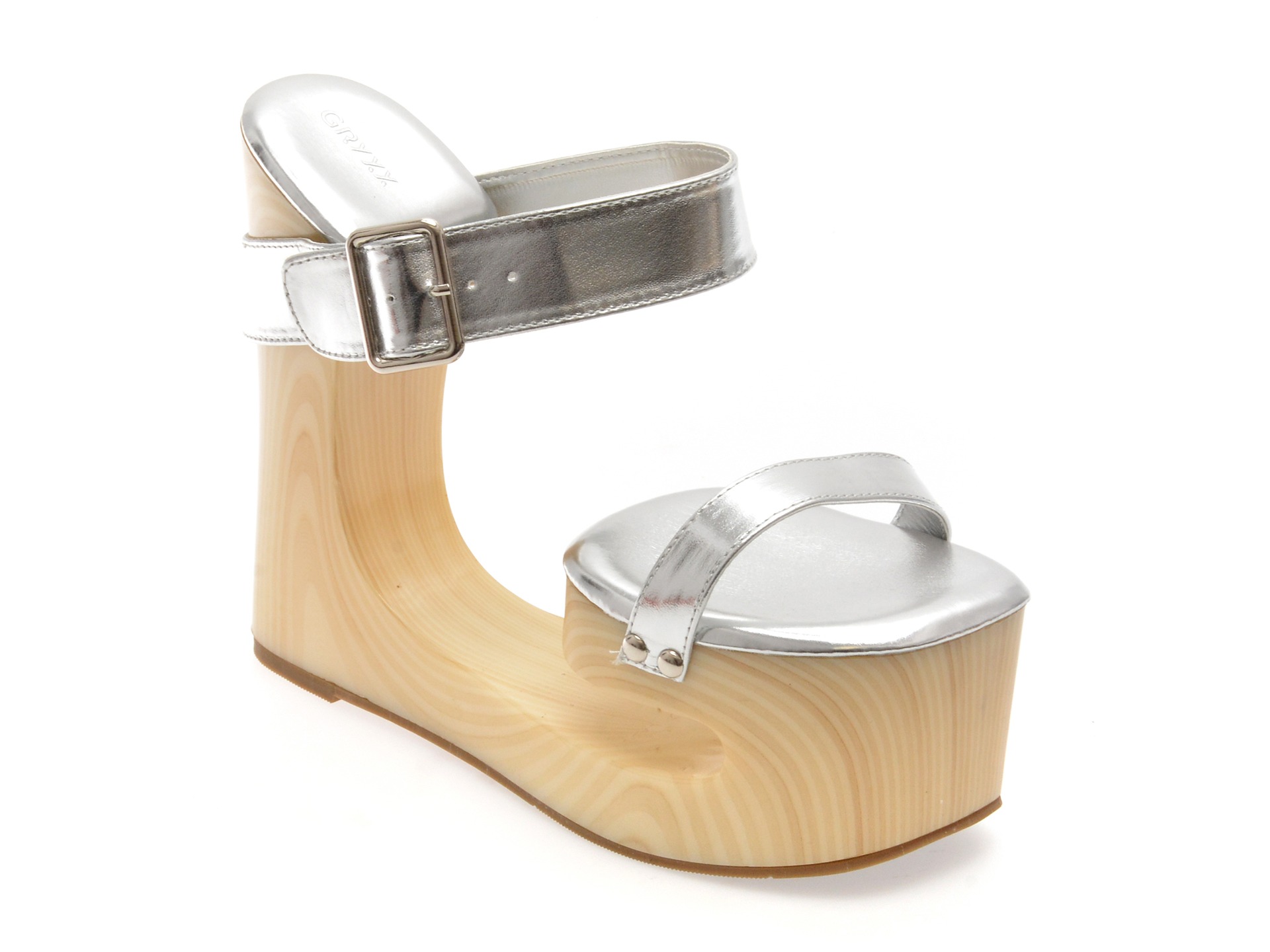 Sandale elegante GRYXX argintii, HD1014, din piele ecologica 1 Sandale elegante GRYXX argintii