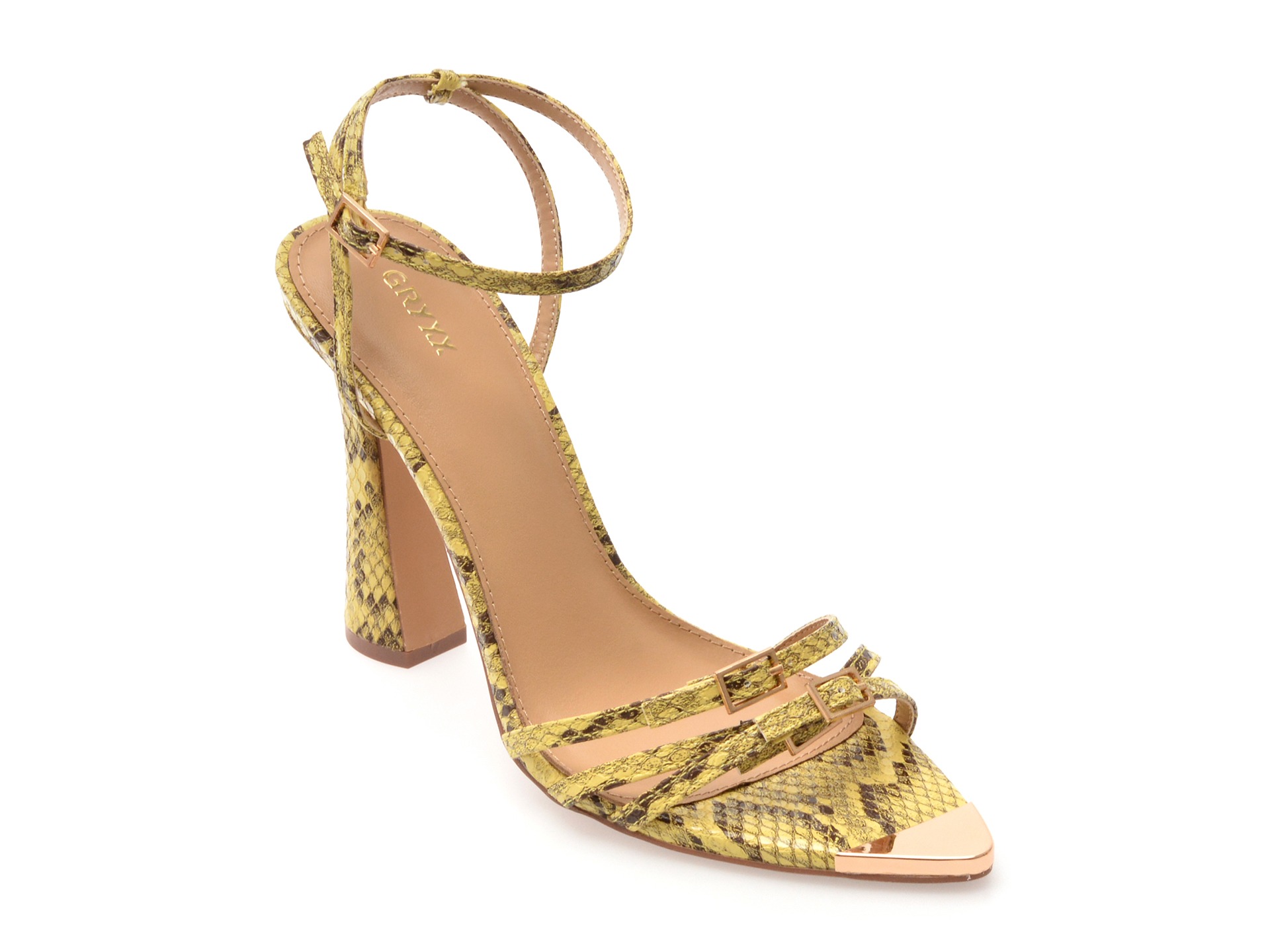 Sandale elegante GRYXX galbene, 82935, din piele ecologica 1 Sandale elegante GRYXX galbene