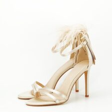 Sandale elegante bej cu pene BSX8005 128 13116