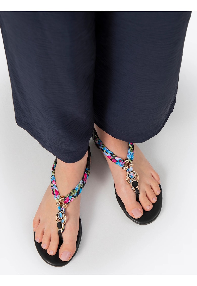 Sandale elegante - bretele impletite - confortabile - negru - piele ecologica 1 Sandale elegante - bretele impletite - confortabile - negru - piele ecologica