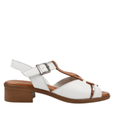 Sandale elegante - dama -  D42-6022 alb - piele naturala - cu toc