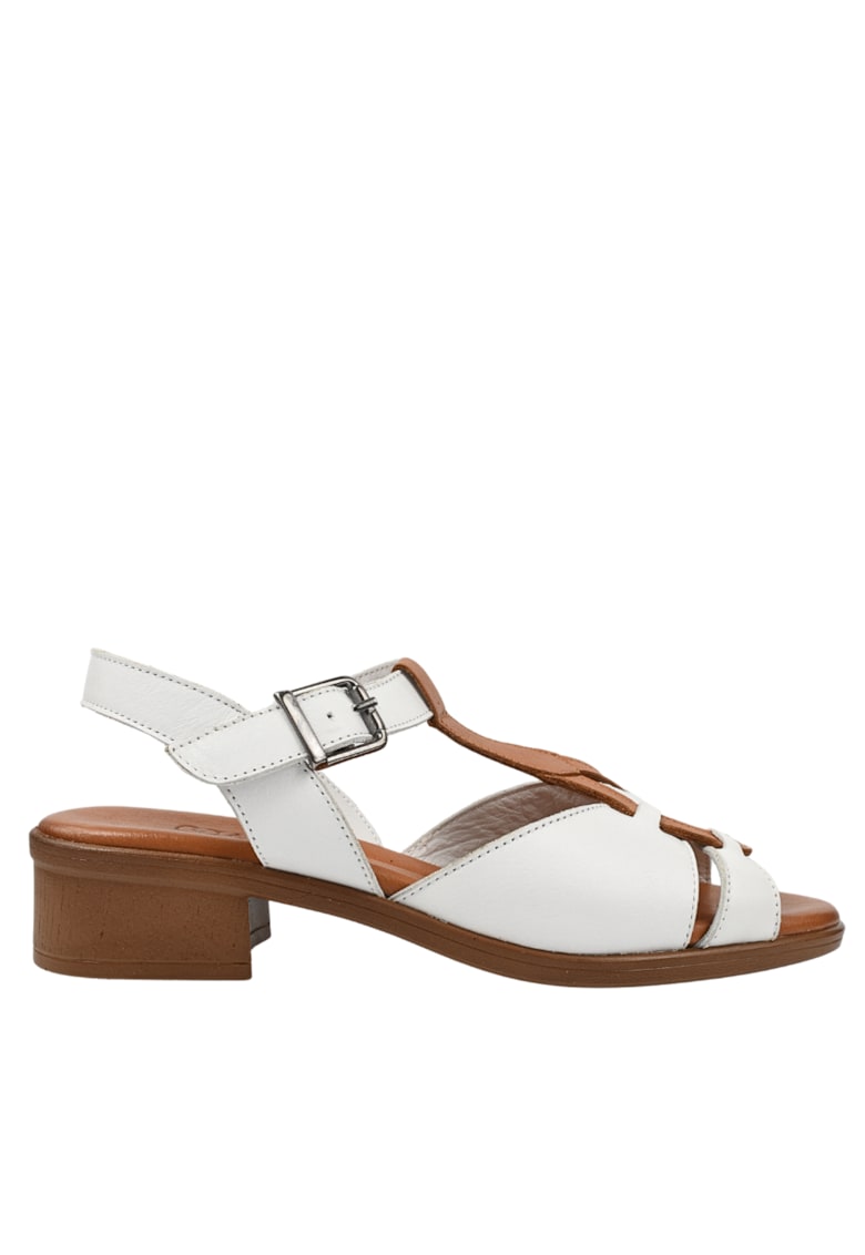 Sandale elegante - dama - D42-6022 alb - piele naturala - cu toc 1 Sandale elegante - dama - D42-6022 alb - piele naturala - cu toc
