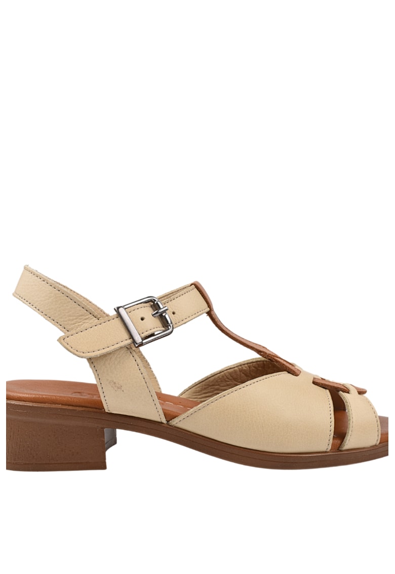 Sandale elegante - dama - D42-6022 bej - piele naturala - cu toc 1 Sandale elegante - dama - D42-6022 bej - piele naturala - cu toc