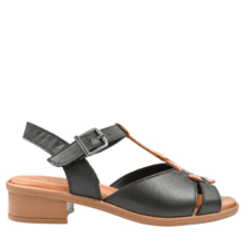 Sandale elegante - dama -  D42-6022 negru - piele naturala - cu toc