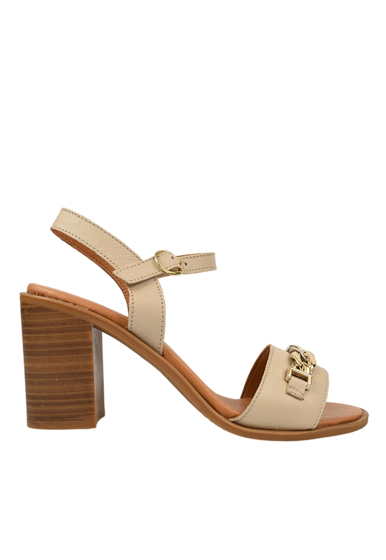 Sandale elegante - dama - D42-9103 bej - piele naturala - cu toc 1 Sandale elegante - dama - D42-9103 bej - piele naturala - cu toc
