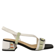 Sandale elegante - dama -  DL60013A alb - piele naturala - toc