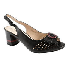 Sandale elegante - dama -  JI20018C negru - piele naturala - cu toc