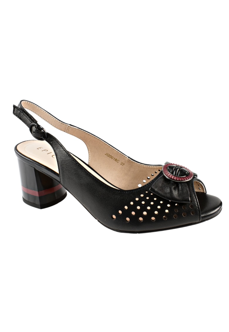 Sandale elegante - dama - JI20018C negru - piele naturala - cu toc 1 Sandale elegante - dama - JI20018C negru - piele naturala - cu toc