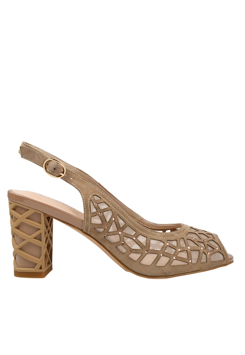 Sandale elegante - dama - JI40055A bej - piele intoarsa 1 Sandale elegante - dama - JI40055A bej - piele intoarsa