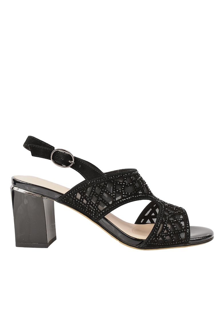 Sandale elegante - dama - JI60051A bej - piele intoarsa - cu toc 1 Sandale elegante - dama -  JI60051A bej - piele intoarsa - cu toc