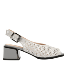 Sandale elegante - dama -  JY40009B gri - piele nabuc - cu toc