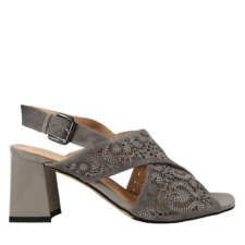 Sandale elegante - dama -  K360056A gri - piele intoarsa - cu toc