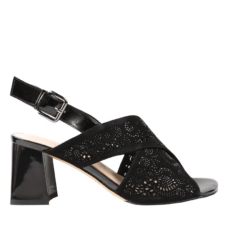 Sandale elegante - dama -  K360056C negru - piele intoarsa - cu toc