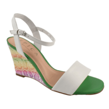 Sandale elegante - dama -  OE10871-537-237 - alb multicolor - piele naturala - platforma