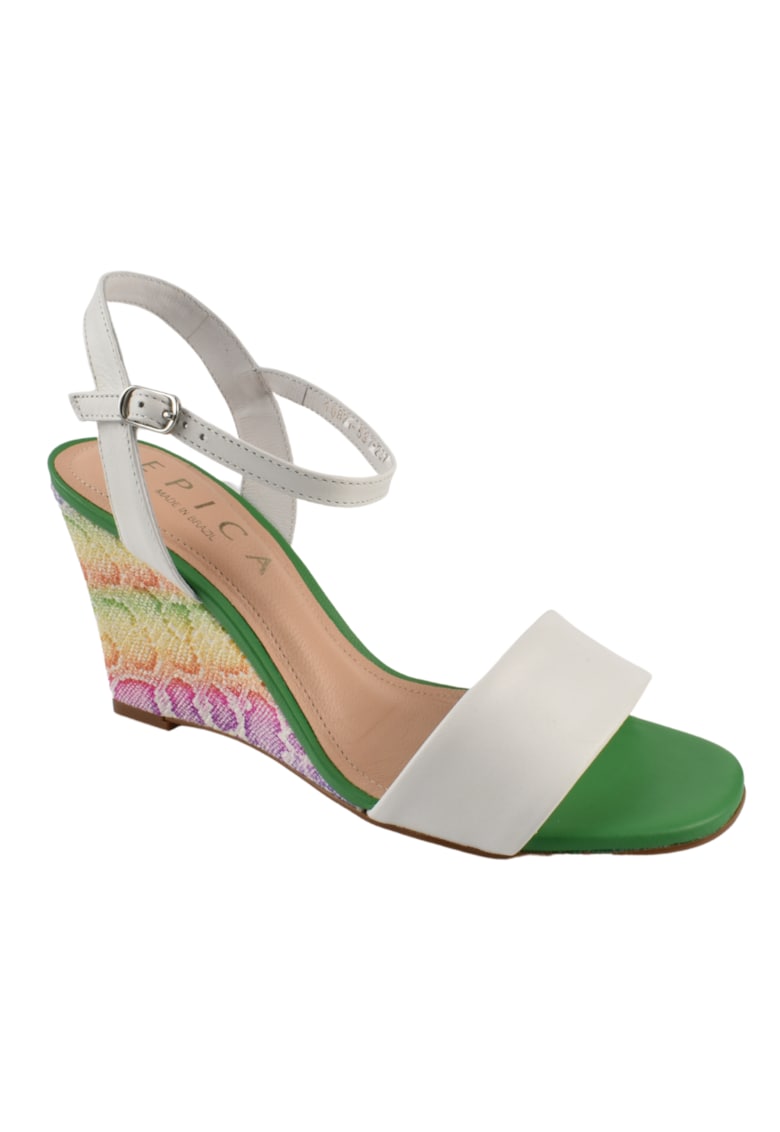 Sandale elegante - dama - OE10871-537-237 - alb multicolor - piele naturala - platforma 1 Sandale elegante - dama -  OE10871-537-237 - alb multicolor - piele naturala - platforma