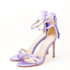 Sandale elegante mov cu pene BSX8005 128 13124