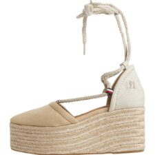 Sandale-espadrile cu sireturi si talpa wedge