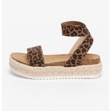 Sandale-espadrile cu talpa flatform si animal print Jlayne