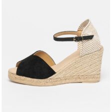Sandale-espadrile cu talpa wedge si garnitura din piele intoarsa Gelsa
