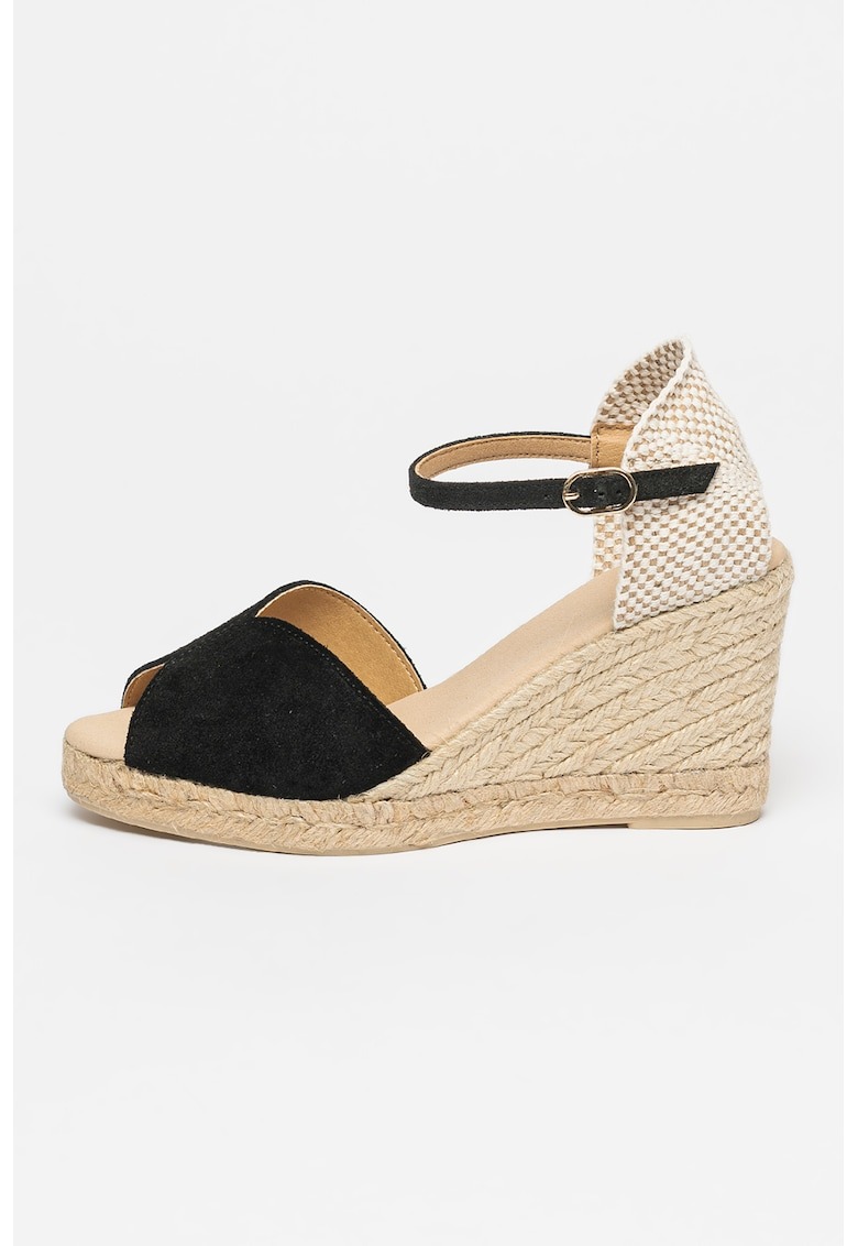 Sandale-espadrile cu talpa wedge si garnitura din piele intoarsa Gelsa 1 Sandale-espadrile cu talpa wedge si garnitura din piele intoarsa Gelsa