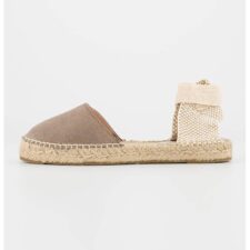 Sandale-espadrile de piele intoarsa cu aplicatii de iuta impletita