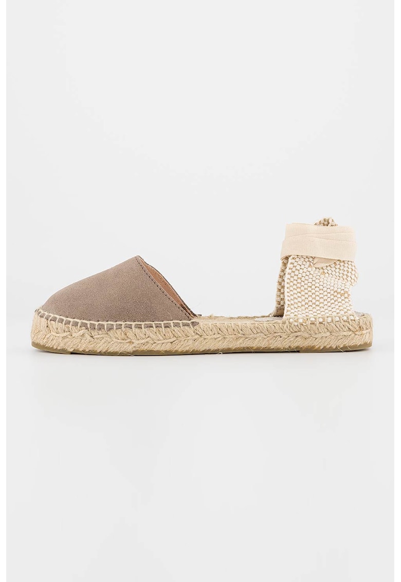 Sandale-espadrile de piele intoarsa cu aplicatii de iuta impletita 1 Sandale-espadrile de piele intoarsa cu aplicatii de iuta impletita