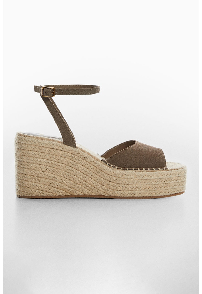 Sandale-espadrile de piele intoarsa cu talpa wedge Alex 1 Sandale-espadrile de piele intoarsa cu talpa wedge Alex