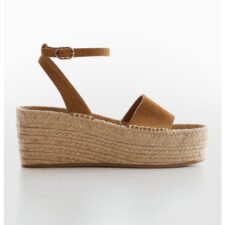 Sandale-espadrile de piele intoarsa cu talpa wedge Ari