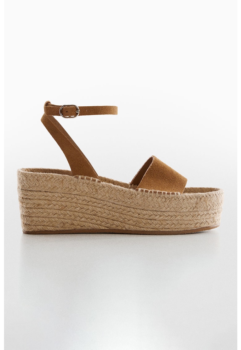 Sandale-espadrile de piele intoarsa cu talpa wedge Ari 1 Sandale-espadrile de piele intoarsa cu talpa wedge Ari