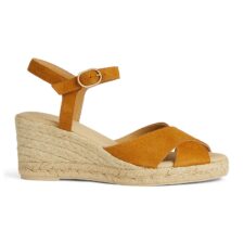Sandale-espadrile de piele intoarsa cu talpa wedge Gelsa
