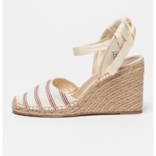 Sandale-espadrile din material textil cu talpa wedge