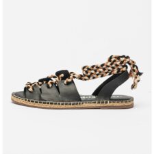 Sandale-espadrile din piele cu sireturi Bani