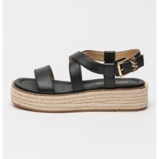 Sandale-espadrile din piele cu talpa flatform Lynn