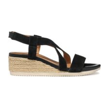 Sandale-espadrile din piele intoarsa si piele cu talpa wedge