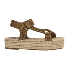 Sandale-espadrile flatform de piele intoarsa