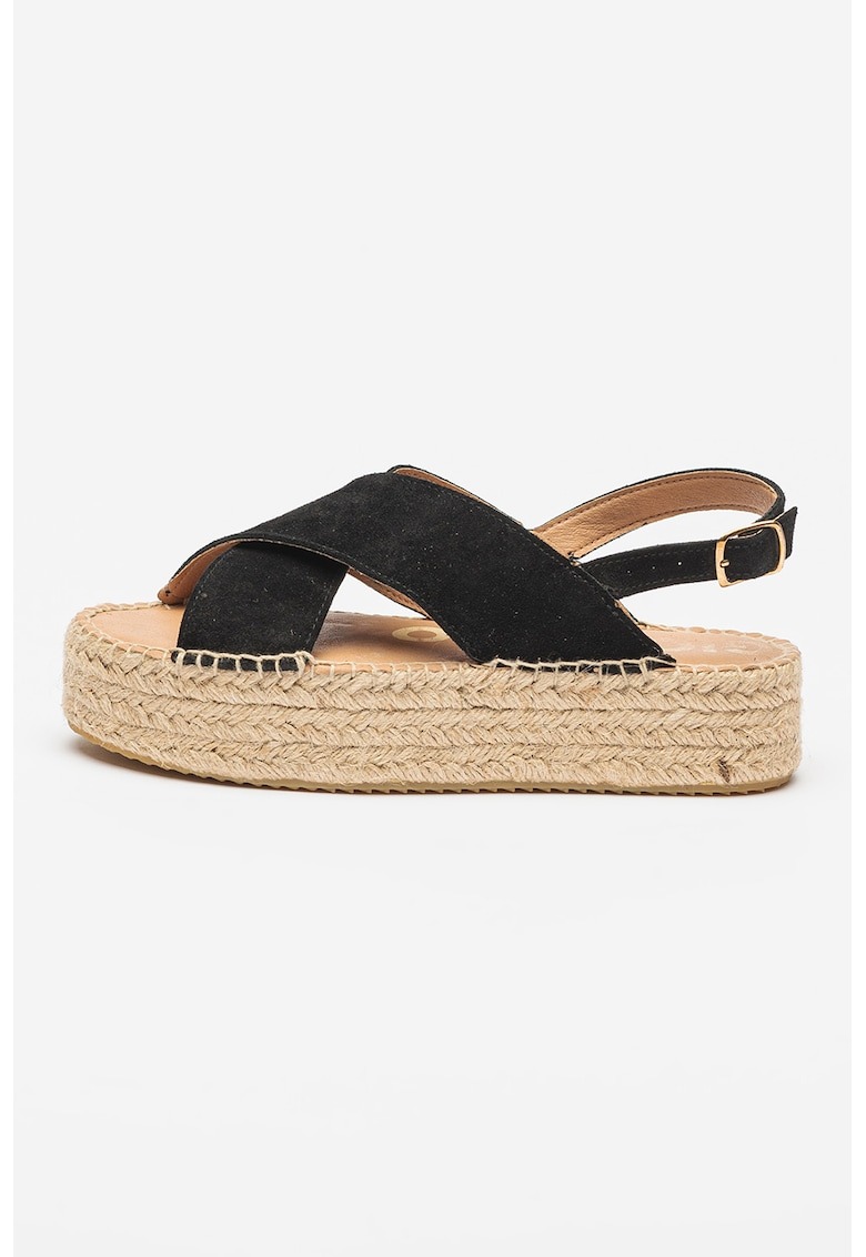 Sandale-espadrile flatform din piele intoarsa Comala 1 Sandale-espadrile flatform din piele intoarsa Comala