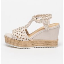 Sandale-espadrile wedge cu aspect impletit