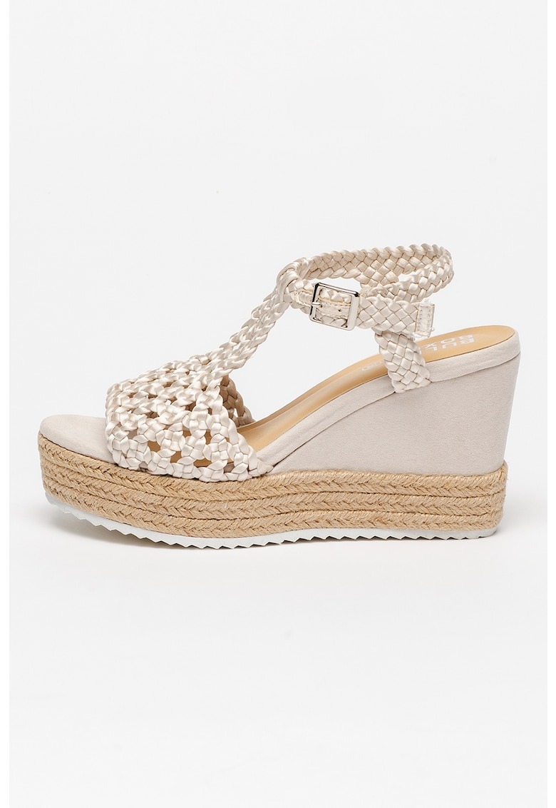 Sandale-espadrile wedge cu aspect impletit 1 Sandale-espadrile wedge cu aspect impletit