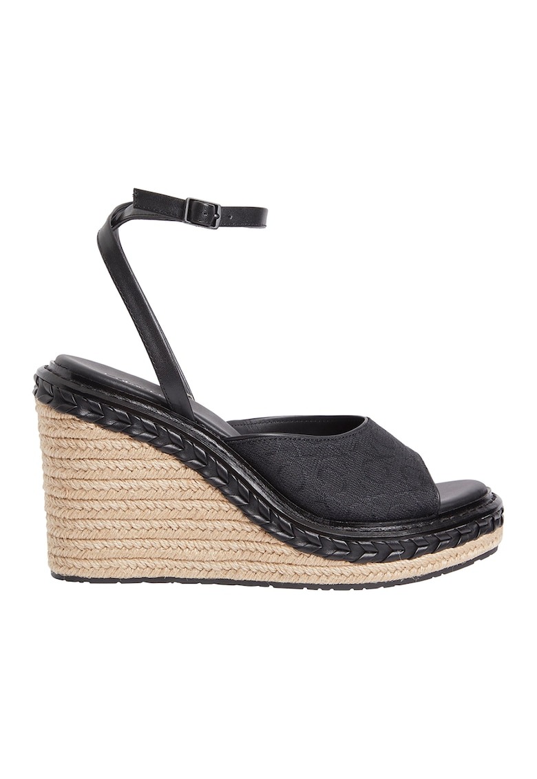 Sandale-espadrile wedge cu logo 1 Sandale-espadrile wedge cu logo