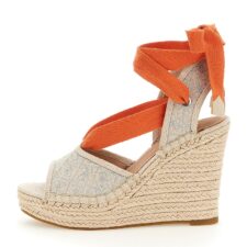 Sandale-espadrile wedge cu monograme brodate