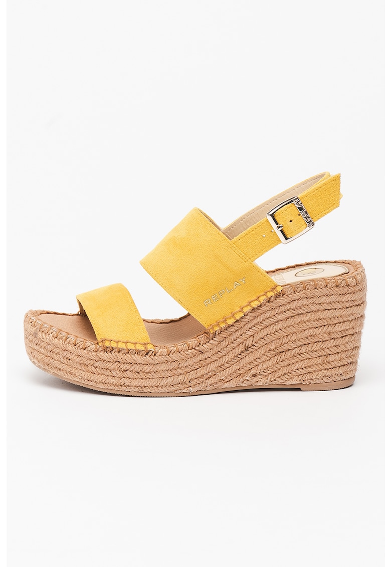 Sandale -espadrile wedge de piele intoarsa ecologica Susan 1 Sandale -espadrile wedge de piele intoarsa ecologica Susan