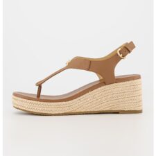 Sandale-espadrile wedge de piele saffiano Laney