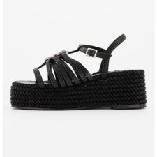 Sandale-espadrile wedge din piele si piele ecologica