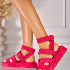 Sandale fara Toc din Piele Ecologica Intoarsa dama Fucsia Addison