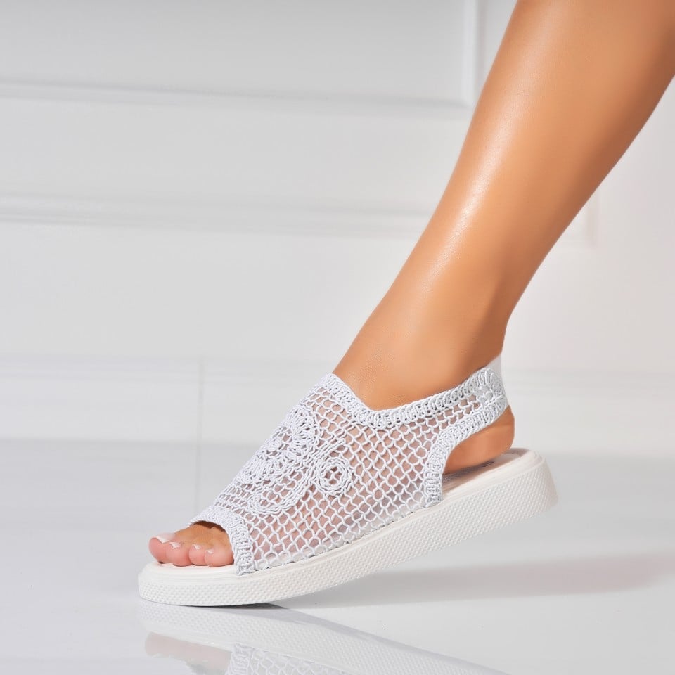Sandale fara Toc din Textil dama Albe Avalynn 1 Sandale fara Toc din Textil dama Albe Avalynn