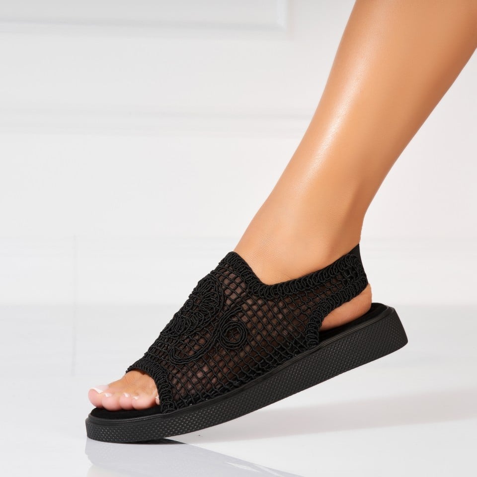 Sandale fara Toc din Textil dama Negre Avalynn 1 Sandale fara Toc din Textil dama Negre Avalynn